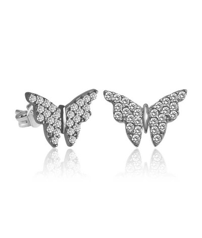 Gümüş Beyaz Kelebek Küpe