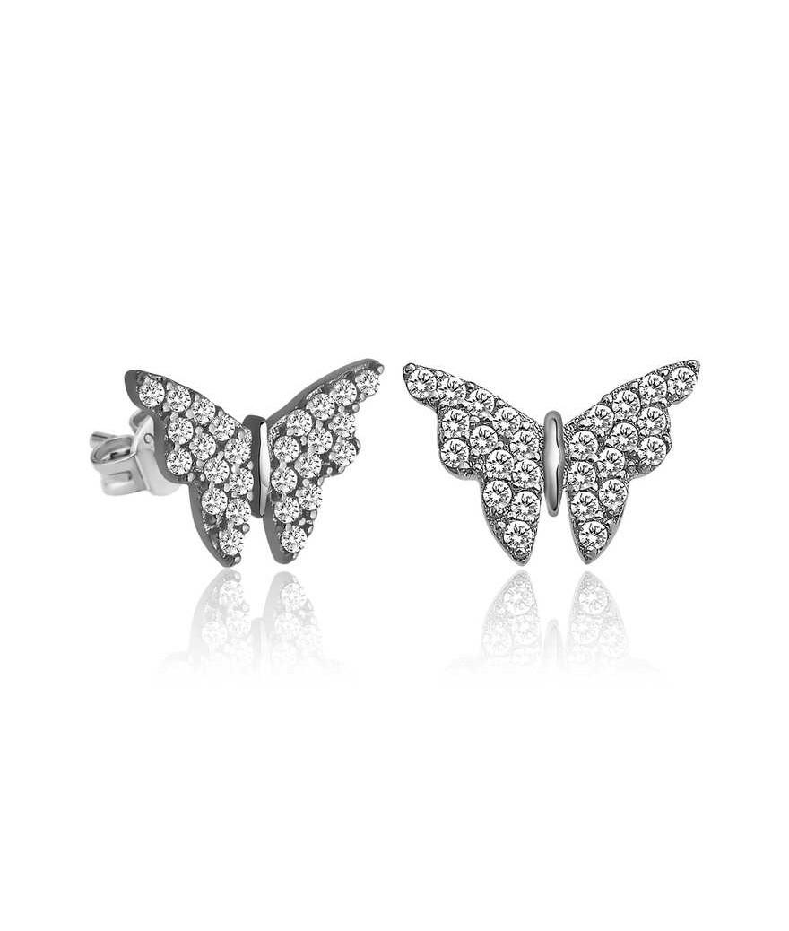 Gümüş Beyaz Kelebek Küpe