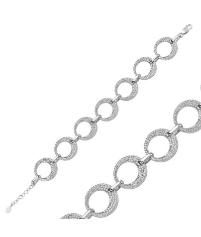 Gümüş Taşlı Halka Bayan Bileklik