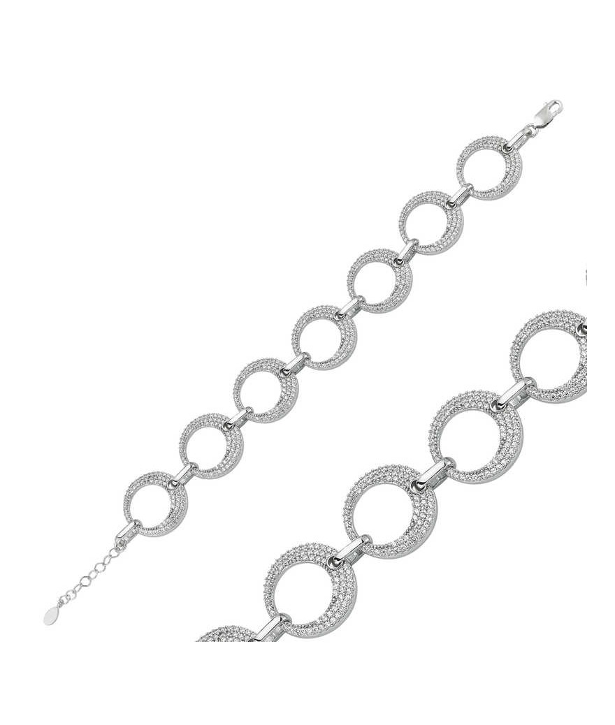 Gümüş Taşlı Halka Bayan Bileklik