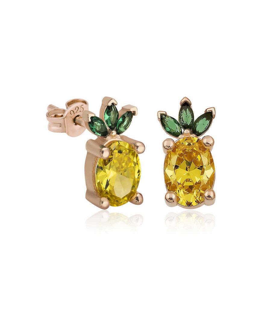 ​Gümüş Ananas Figür Meyve Çivi Küpe