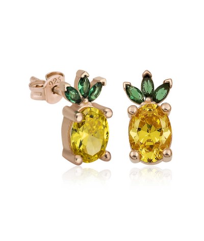 ​Gümüş Ananas Figür Meyve Çivi Küpe