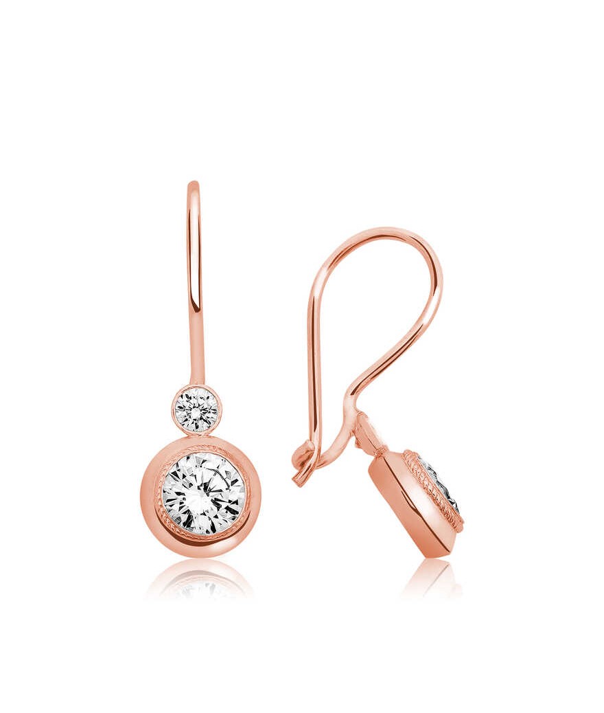 ​Gümüş Rose Sallantılı Tek Taş Küpe