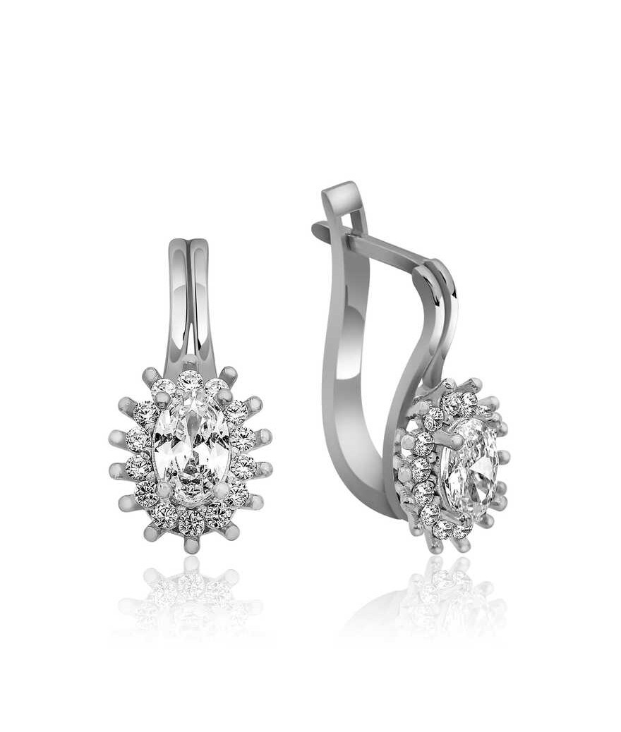 Gümüş Mengeçli Oval Kesim Küpe