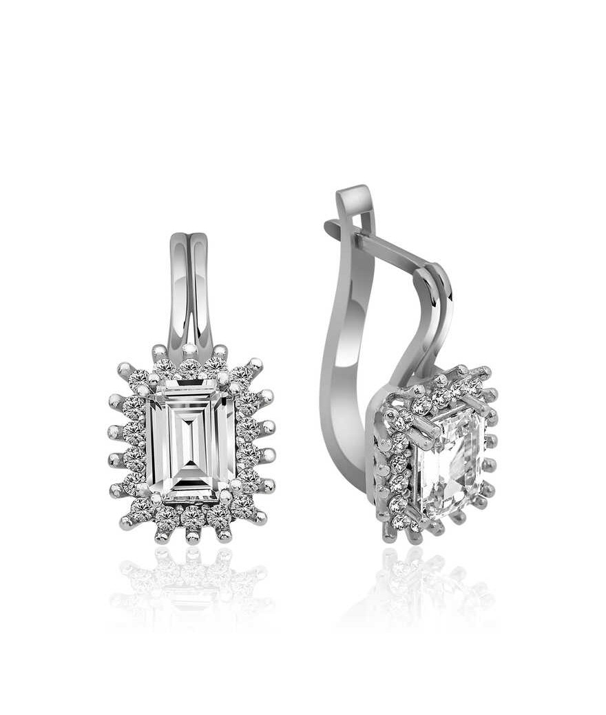 Gümüş Mengeçli Zümrüt Kesim Küpe