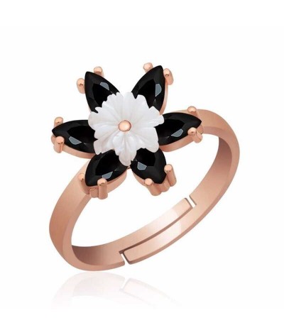 Gümüş Siyah Lotus Çiçeği Yüzük