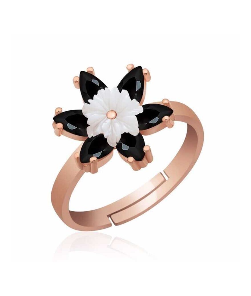 Gümüş Siyah Lotus Çiçeği Yüzük