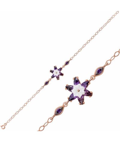 Gümüş Mor Lotus Çiçeği Bileklik