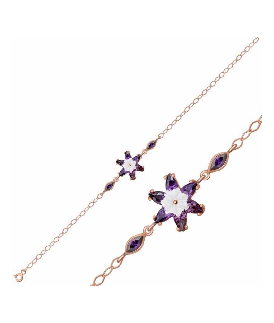 Gümüş Mor Lotus Çiçeği Bileklik