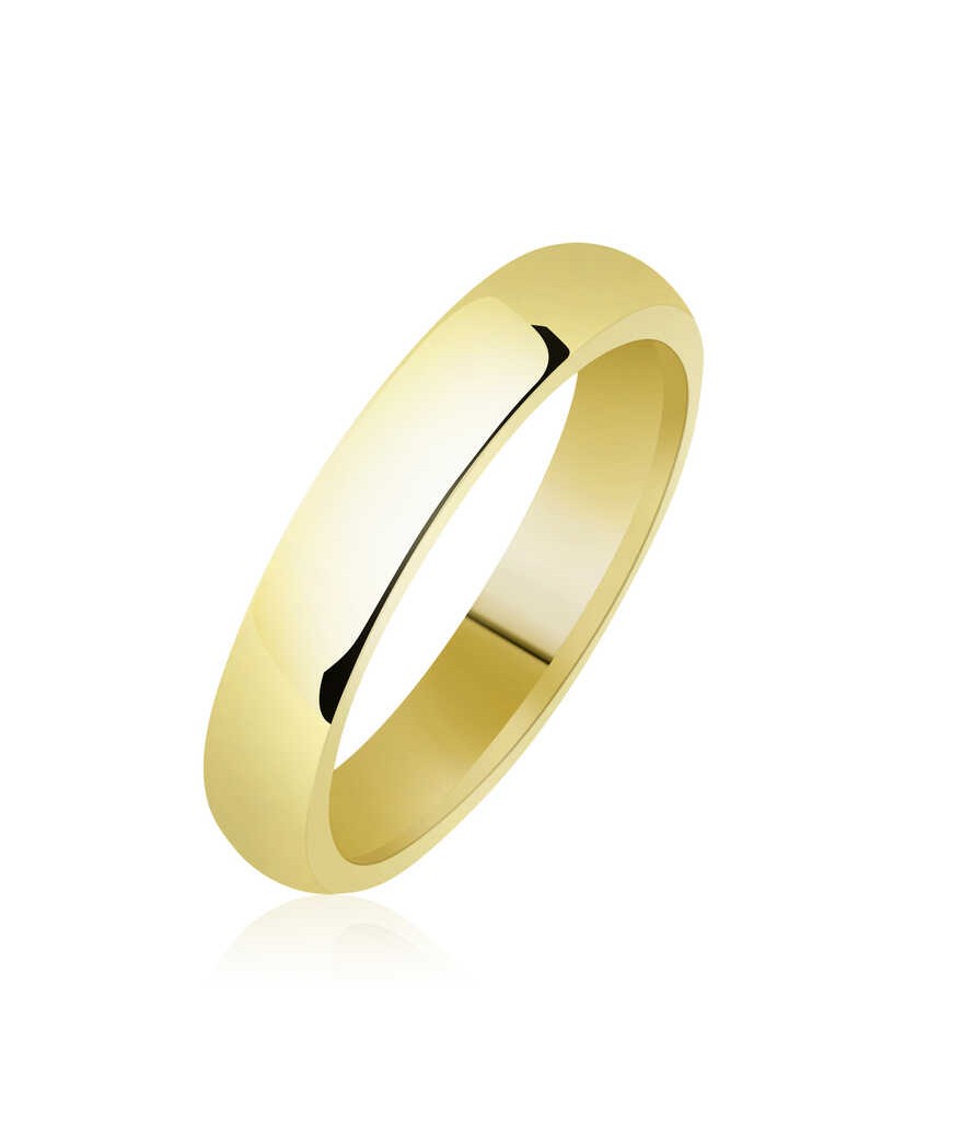4 mm Düz Bombeli Gold Gümüş Alyans