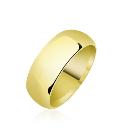 8 mm Düz Bombeli Gold Gümüş Alyans