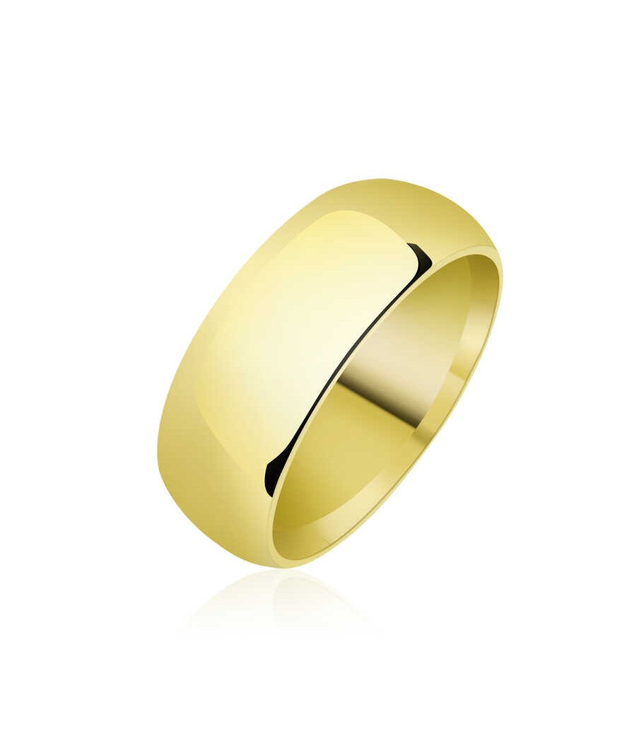 8 mm Düz Bombeli Gold Gümüş Alyans