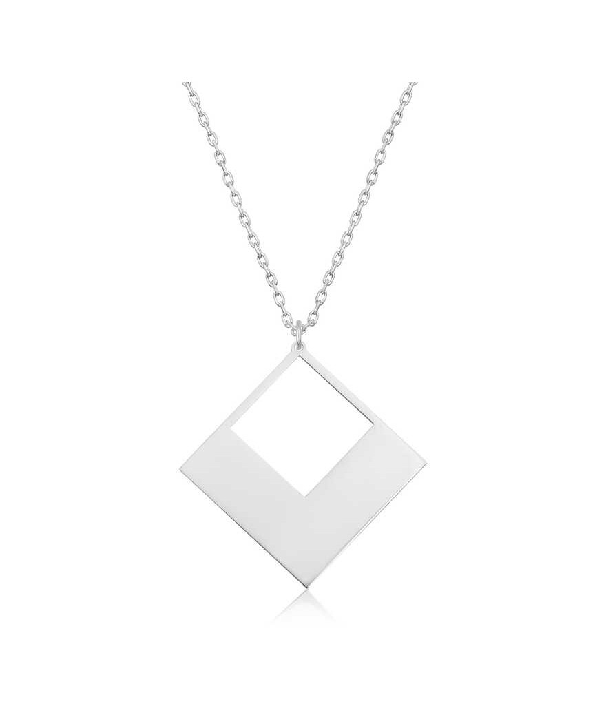 Gümüş Kare Bayan kolye