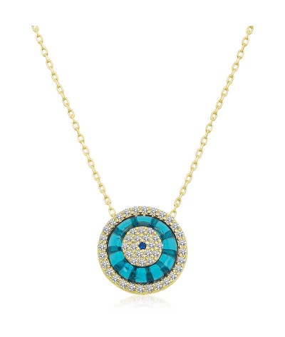 Gümüş Gold Camgöz Nazar Bayan Kolye