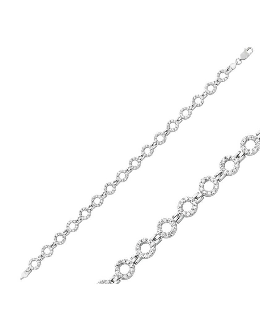 Gümüş Taşlı Yuvarlak Bayan Bileklik