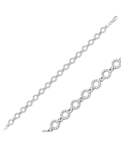 Gümüş Taşlı Yuvarlak Bayan Bileklik