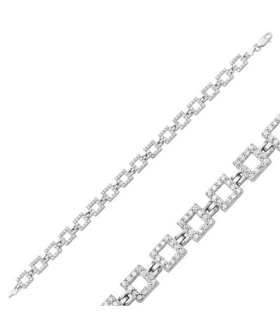 Gümüş Kare Taşlı Bayan Bileklik