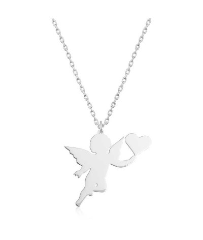 Gümüş Kalpli Meleğim Bayan Kolye