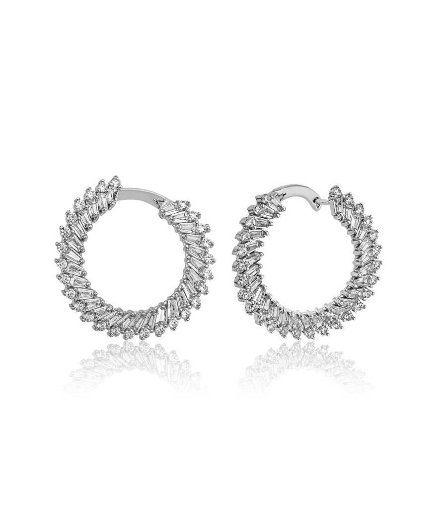 Gümüş Trapez Taşlı  Bayan Küpe