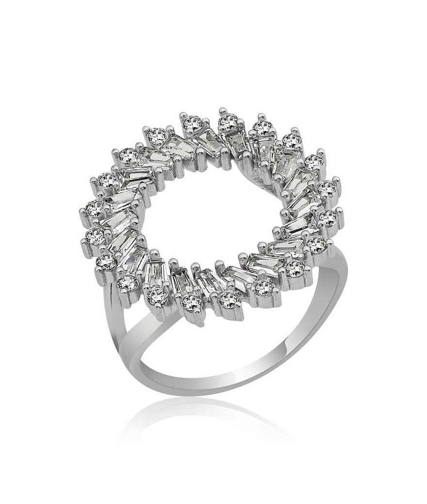 Gümüş Trapez Taşlı Bayan Yüzük