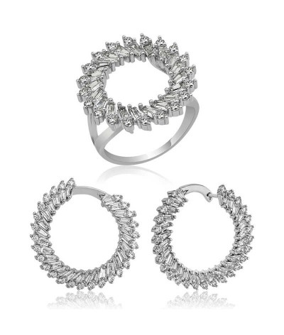 Gümüş Trapez Taşlı Bayan Set