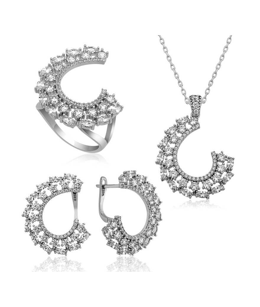 Gümüş Markiz Taşlı Bayan Set