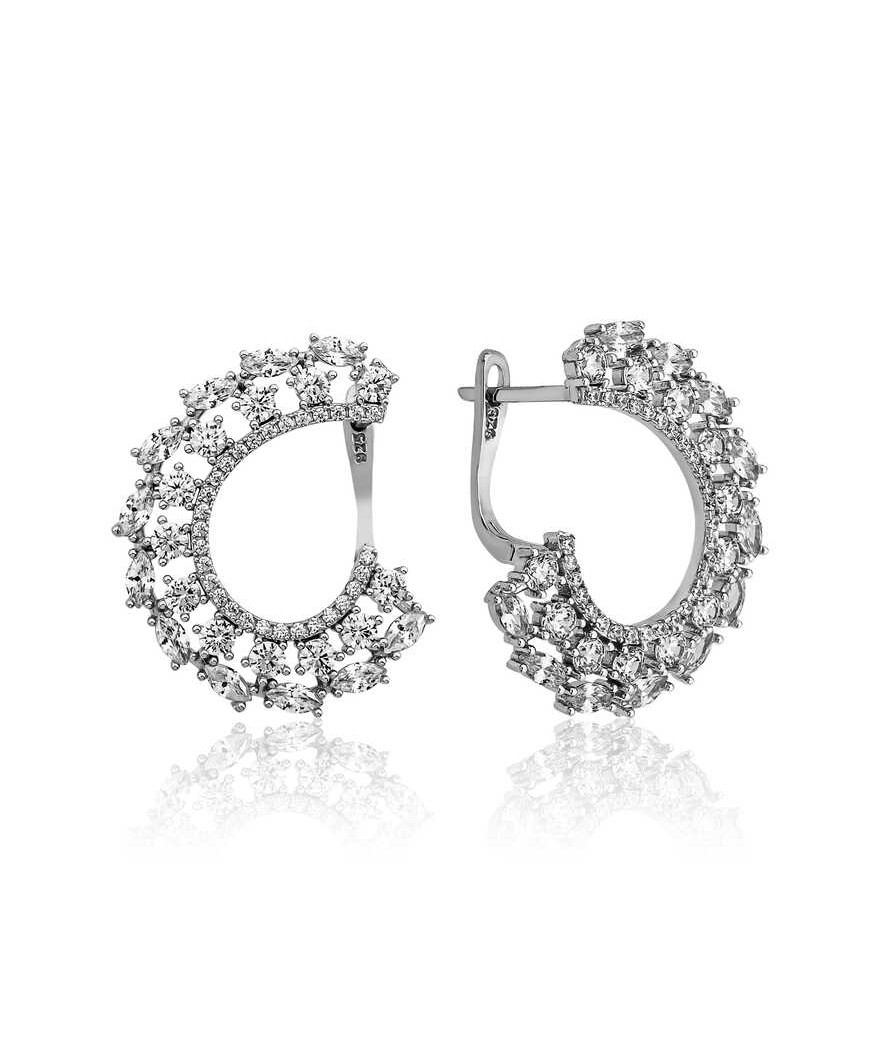 Gümüş Markiz Taşlı Bayan Küpe