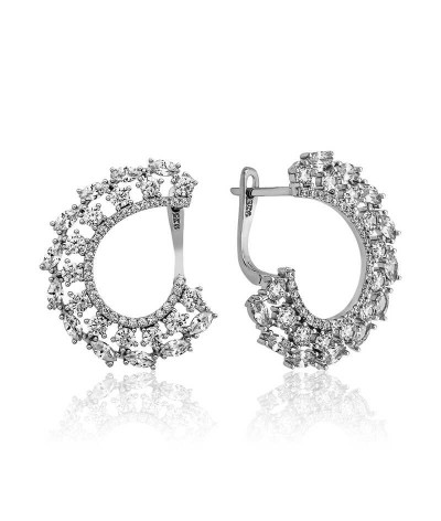 Gümüş Markiz Taşlı Bayan Küpe