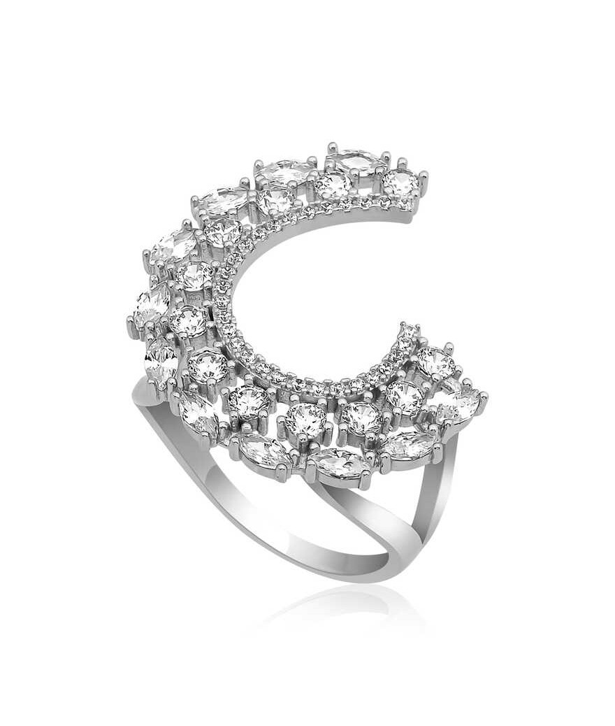 Gümüş Markiz Taşlı Bayan Yüzük