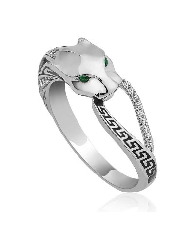 ​Gümüş Kaplan Figürlü Bayan Yüzük