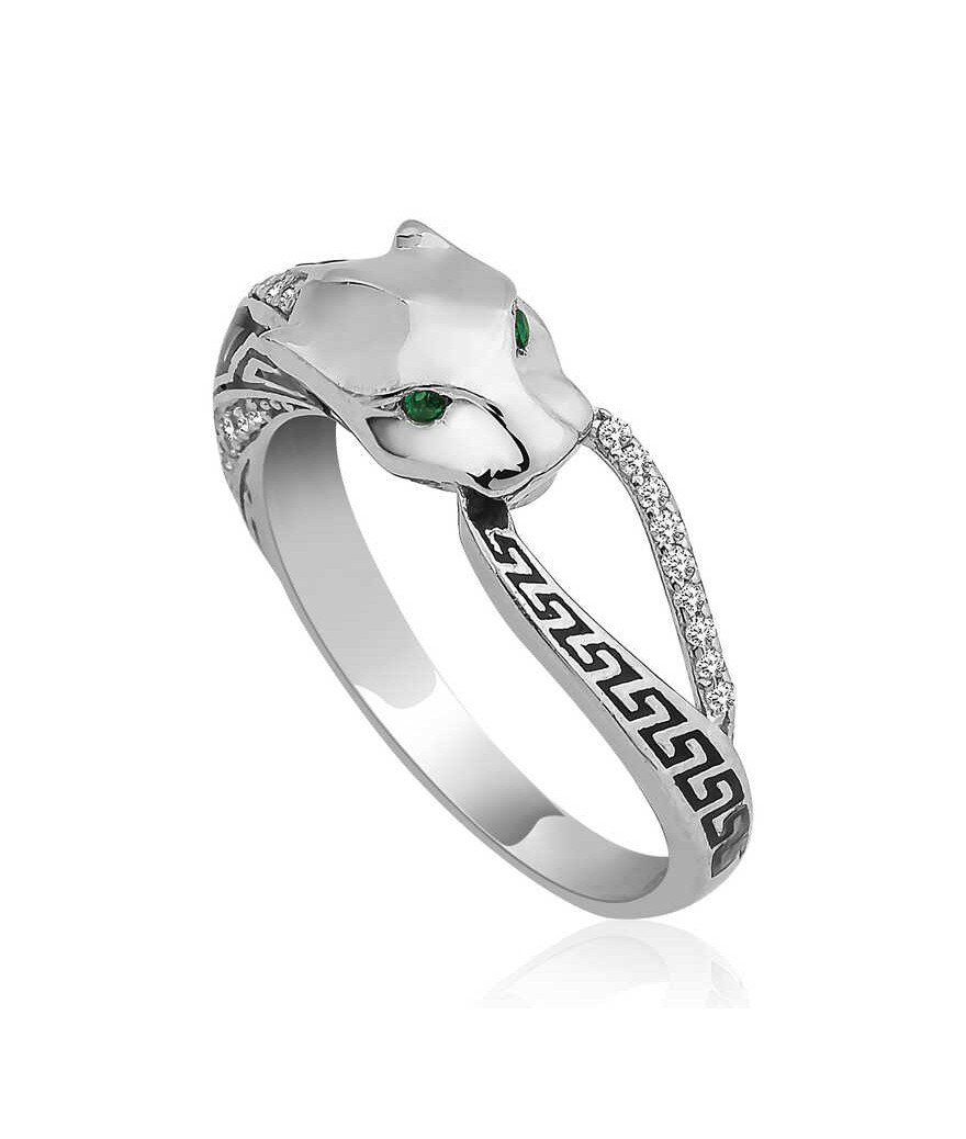 ​Gümüş Kaplan Figürlü Bayan Yüzük