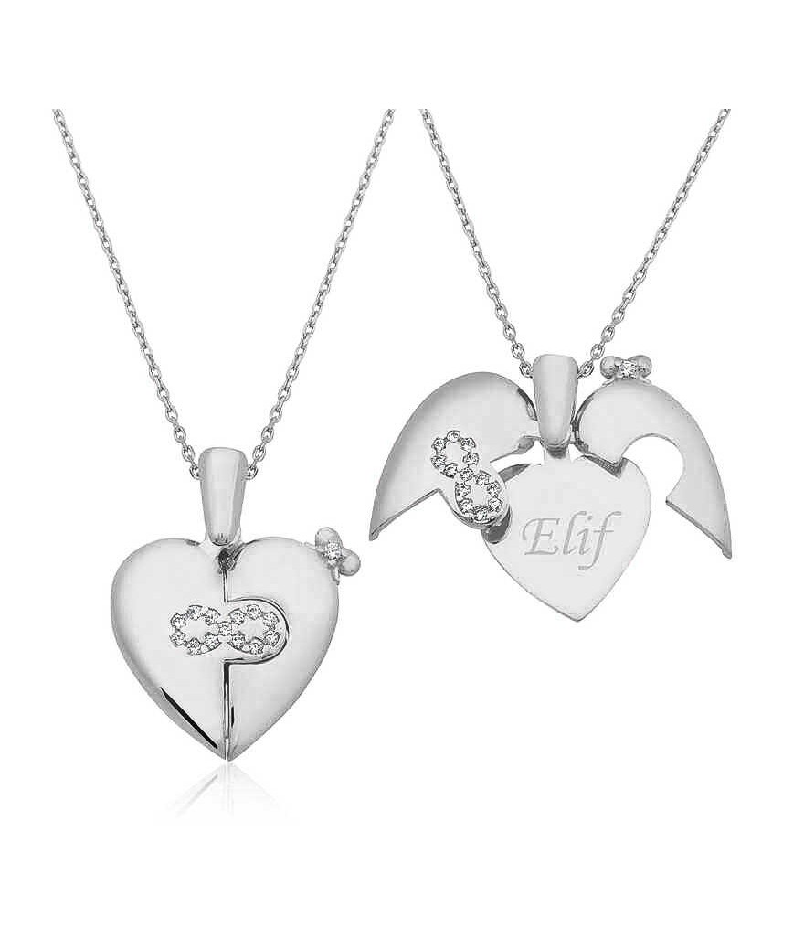 Gümüş İsim Yazılı Sonsuz Kalp Kolye