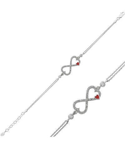 Gümüş Kalpli Sonsuzluk Bayan Bileklik