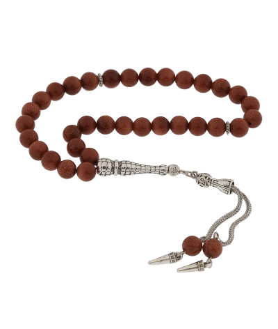 ​Doğaltaş Metal Püsküllü Kahverengi Yıldız Taşı Tesbih