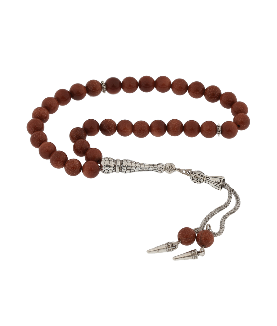 ​Doğaltaş Metal Püsküllü Kahverengi Yıldız Taşı Tesbih