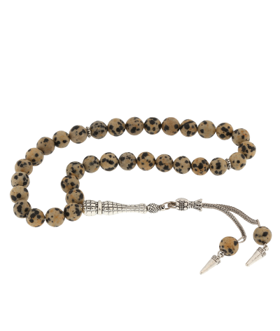 ​Doğaltaş Metal Püsküllü Dalmaçyalı Jasper Taşı Tesbih