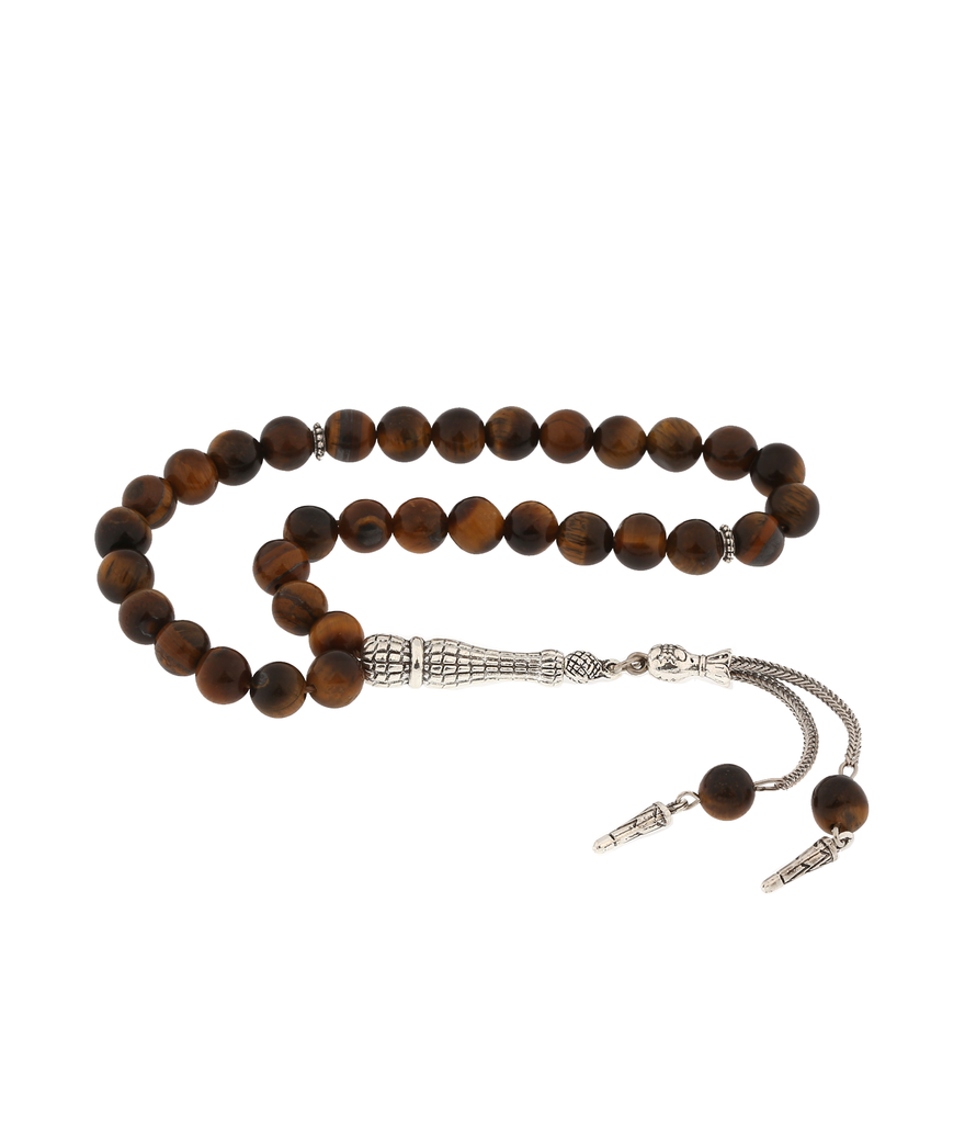 ​Doğaltaş Metal Püsküllü Kaplangözü Taşı Tesbih