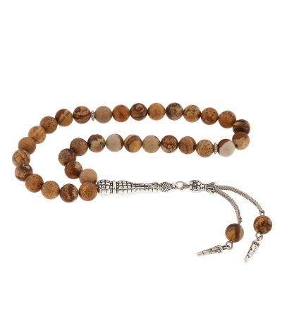 ​Doğaltaş Metal Püsküllü Jasper Taşı Tesbih