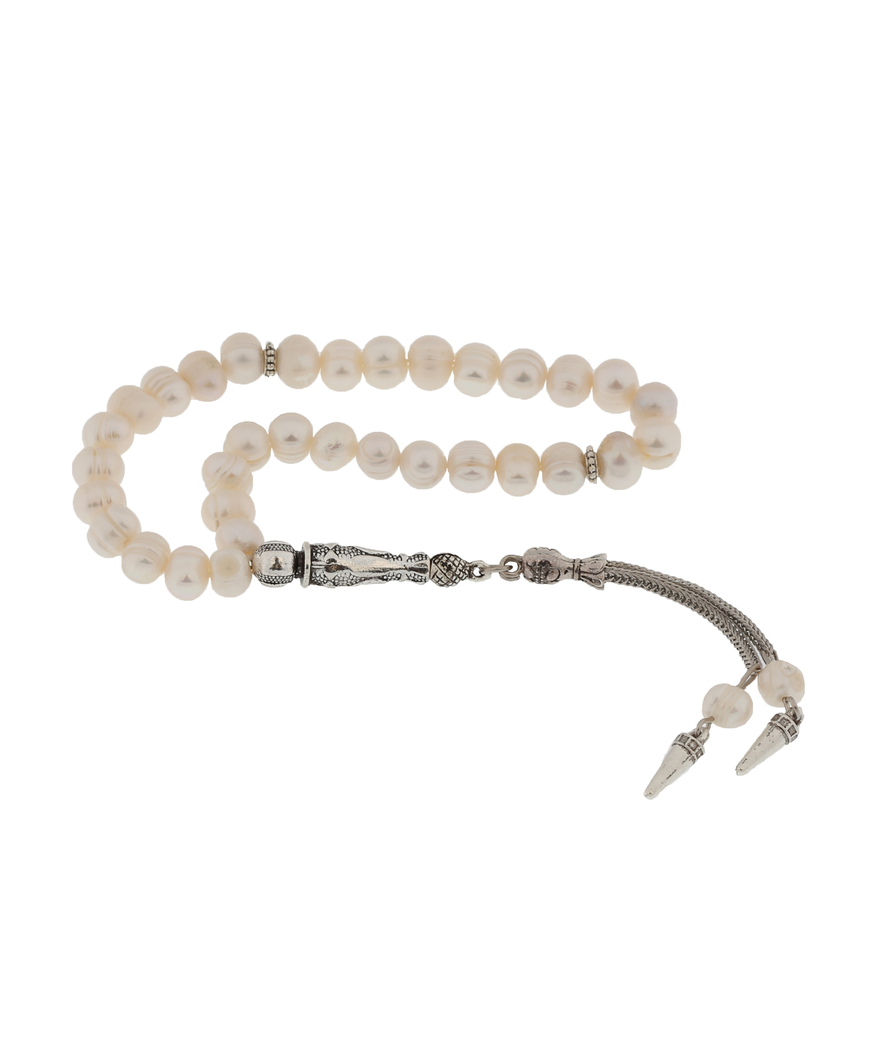 ​Doğaltaş Metal Püsküllü İnci Taşı Tesbih