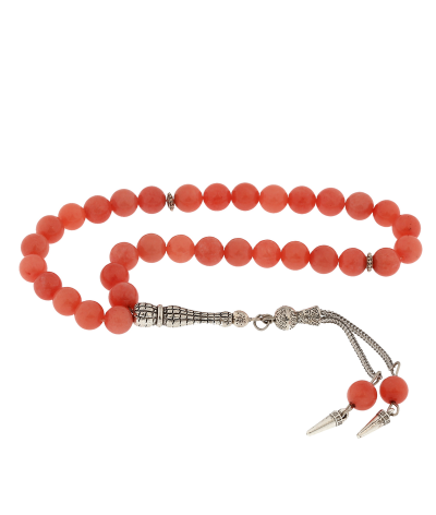 ​Doğaltaş Metal Püsküllü Pembe Yeşim Taşı Tesbih