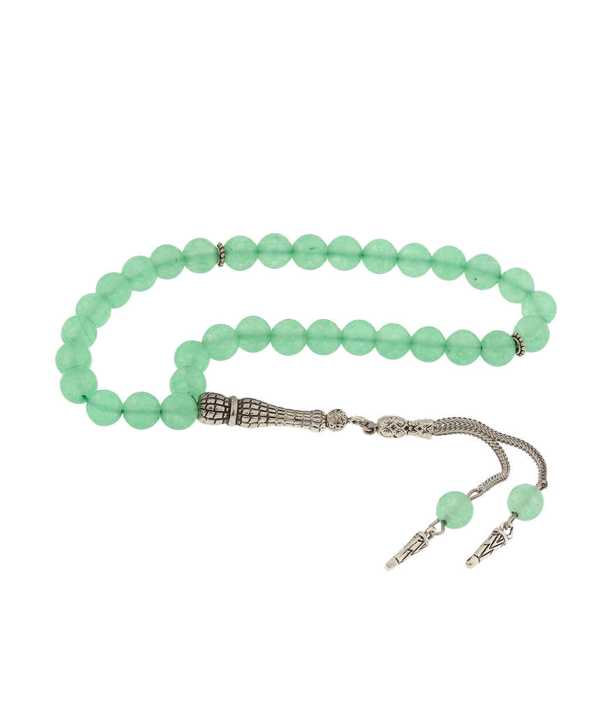 ​Doğaltaş Metal Püsküllü Yeşim Taşı Tesbih