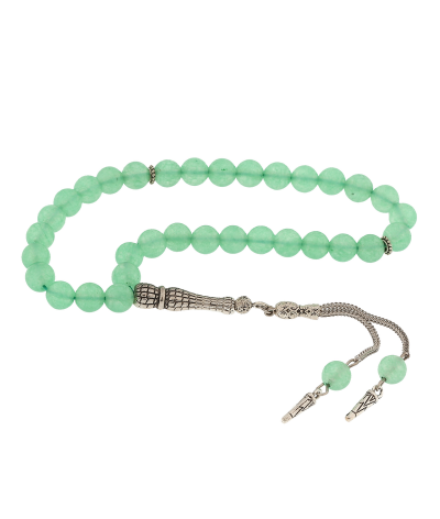 ​Doğaltaş Metal Püsküllü Yeşim Taşı Tesbih