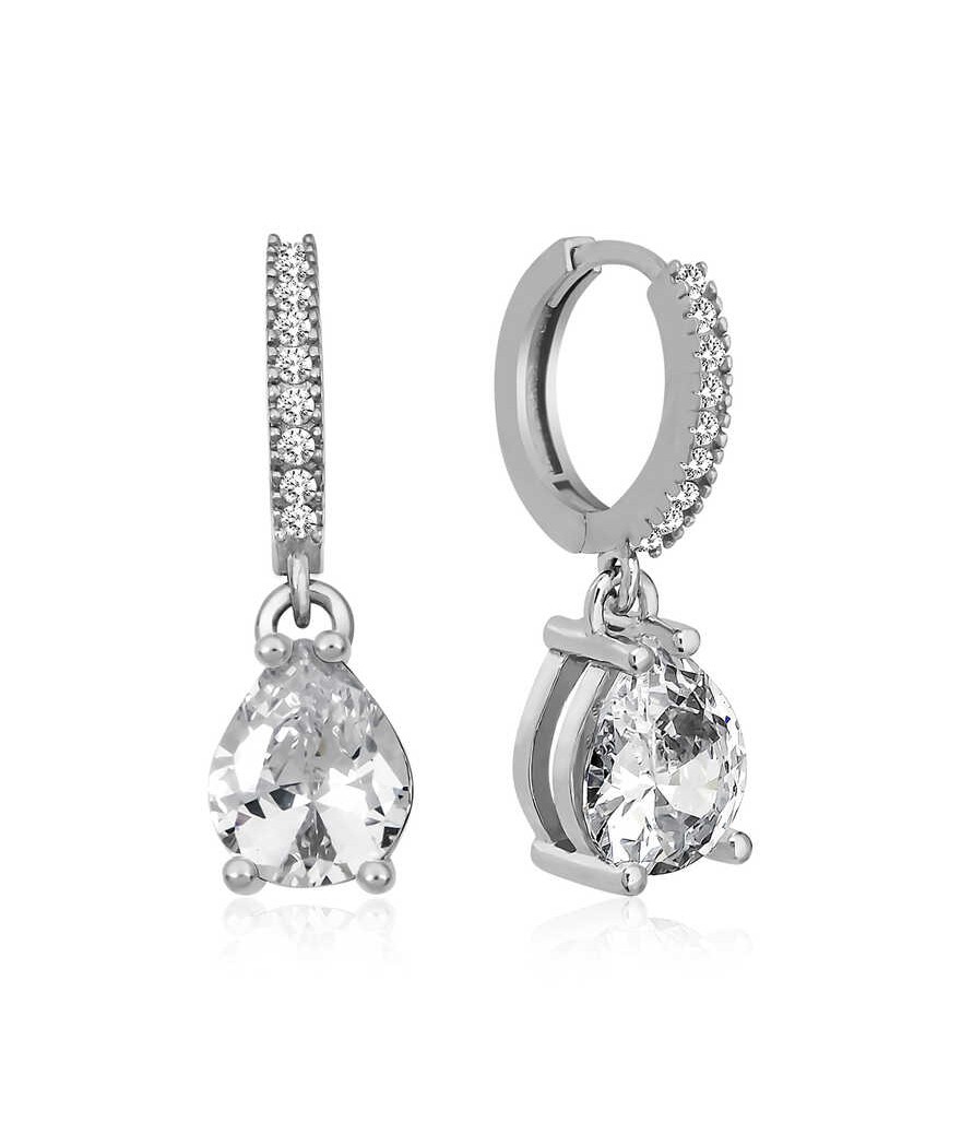 ​Gümüş Rodyum Halka Damla Küpe