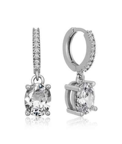 ​Gümüş Halka Oval Damla Küpe