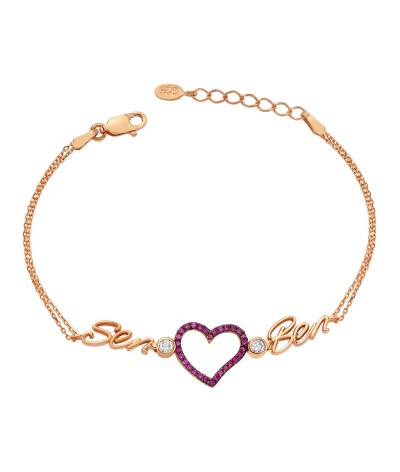 Gümüş Kalpli Sen Ben Bayan Bileklik