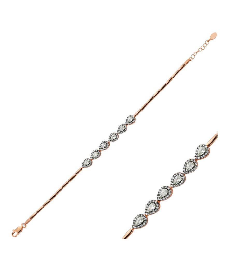 Gümüş Elmas Montür Damla Bayan Bileklik