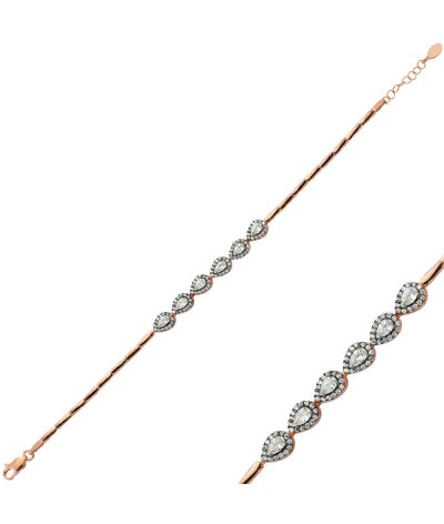 Gümüş Elmas Montür Damla Bayan Bileklik