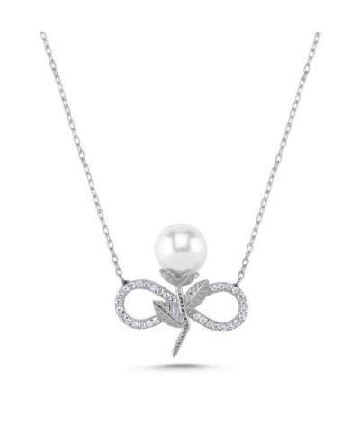 Gümüş Sonsuz İnci Bayan Kolye