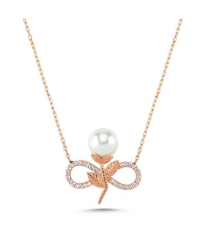 Gümüş Sonsuz İnci Bayan Kolye