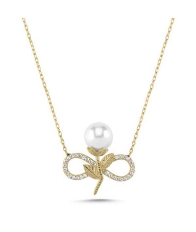 Gümüş Sonsuz İnci Bayan Kolye